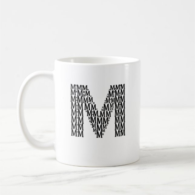 Taza de café con inicial de letra M – Estilo moder (Izquierda)