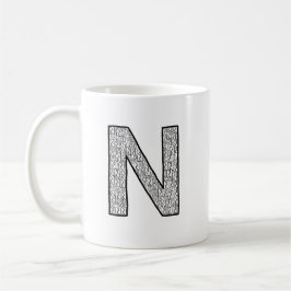 Taza de café con inicial de letra N – Estilo moder