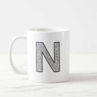 Taza de café con inicial de letra N – Estilo moder