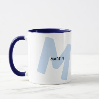 Taza de café con inicial y nombre modernos y monog