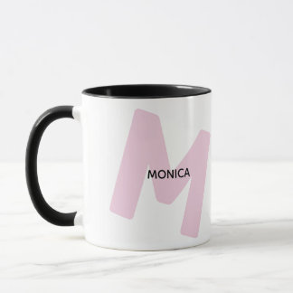 Taza de café con inicial y nombre modernos y monog