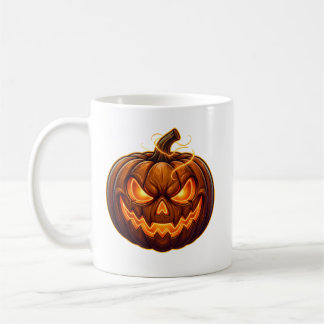 Taza de café con Jack O Lantern espeluznante y lum