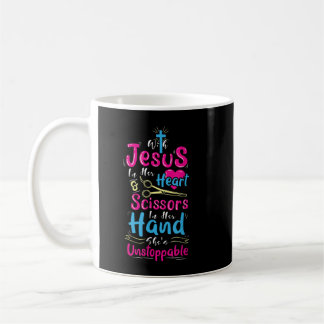 Taza De Café Con Jesús En Su Corazón Y Tijeras En Su Mano H