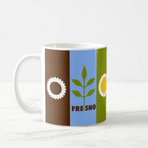 Taza de café con la bandera de la ciudad de Fresno