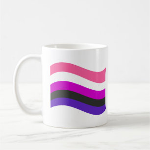 Taza de café con la bandera del orgullo genderflui