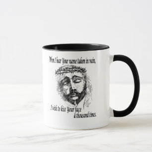 Taza de café con la cabeza de Cristo