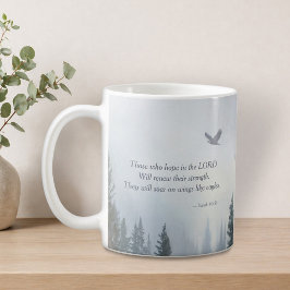 Taza de café con la Escritura de las Alas del Águi