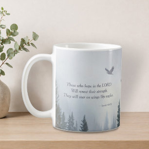 Taza de café con la Escritura de las Alas del Águi