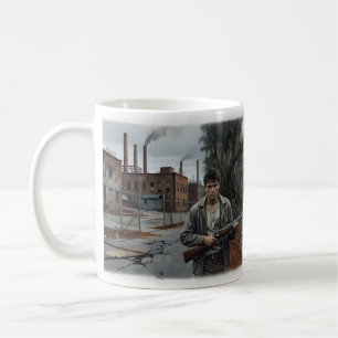 Taza de café con la historia del veterano nacido e