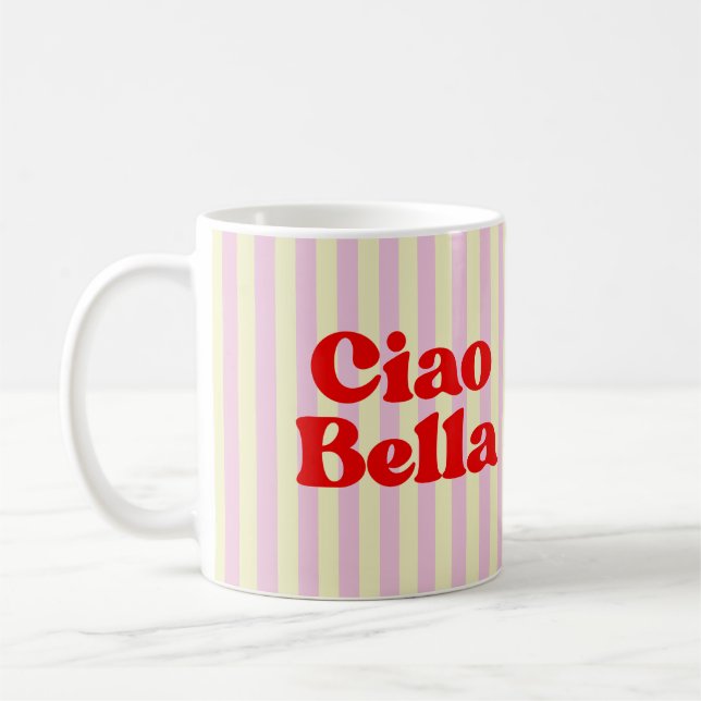 Taza de café con la letra Ciao Bella Elegant Scrip (Izquierda)