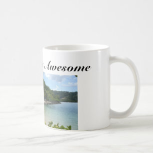 Taza de café con la playa y la cita de Jamaica