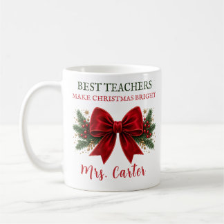 Taza de café con lazo rojo de regalo de Navidad pe