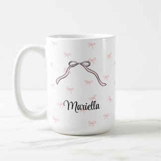 Taza de café con lazo rosa Coquette con nombre per