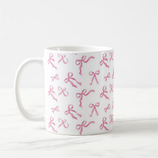 Taza de café con lazo rosa, taza de té de cerámica