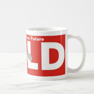 Taza de café con letrero de vendido de agente inmo