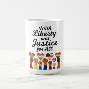 Taza De Café Con libertad y justicia para todos protestan por l
