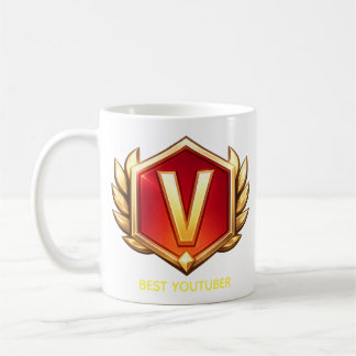 Taza de café con logotipo V del MEJOR YOUTUBER
