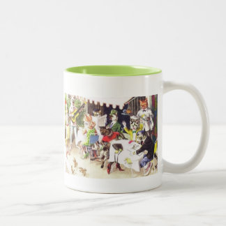 taza de café con los gatos y los perros