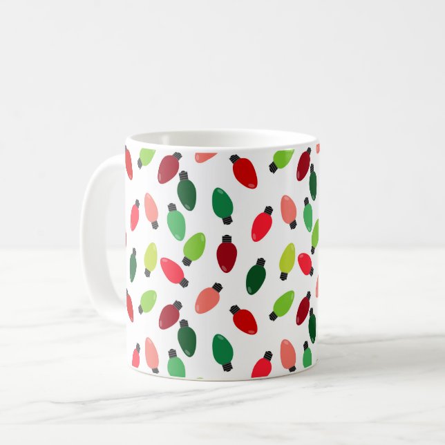 Taza de café con luces de árbol de Navidad impresa (Anverso izquierdo)