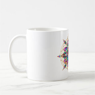 Taza de café con mandala de ojo caleidoscópico