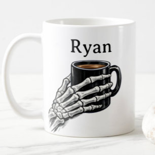 Taza de café con mano de esqueleto personalizada r