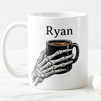 Taza de café con mano de esqueleto personalizada r