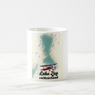 Taza de café con mapa del lago de Staz Suiza