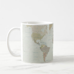 Taza de café con mapa del mundo