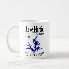 Taza de café con mapa náutico azul de Lake Martin