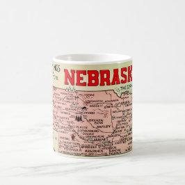Taza de café con mapa vintage de Nebraska