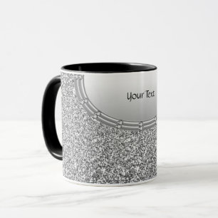 Taza de café con marco de purpurina plateada