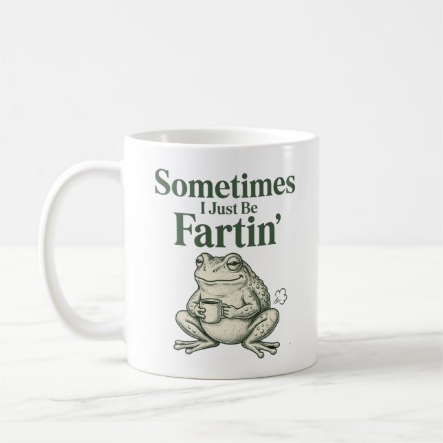 Taza de café con meme de rana divertida (Izquierda)