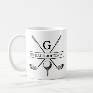 Taza de café con monograma de diseño de golf de do