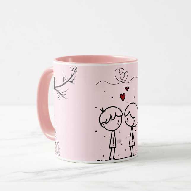 Taza de café con monograma del día de San Valentín (Anverso izquierdo)