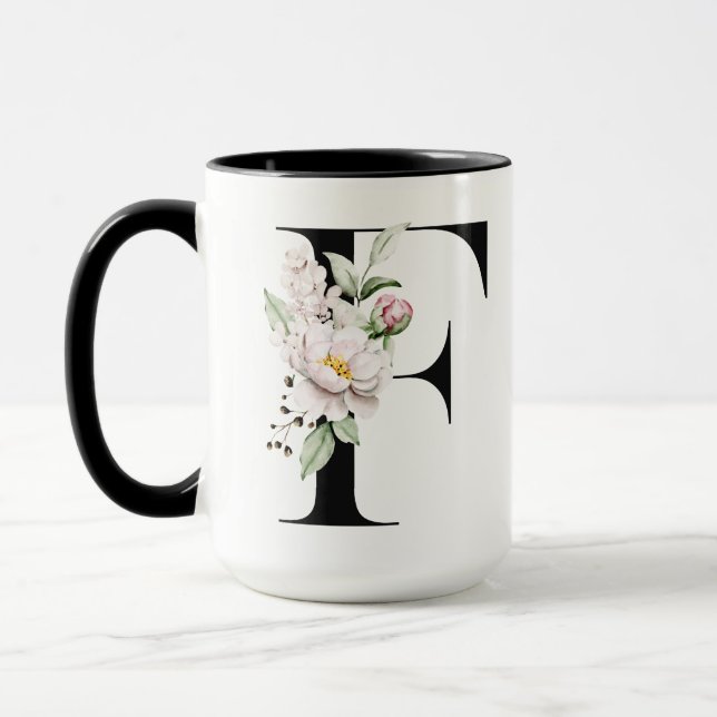 Taza de café con monograma letra F (Izquierda)