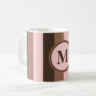 Taza De Café Con monograma marrón y rosado
