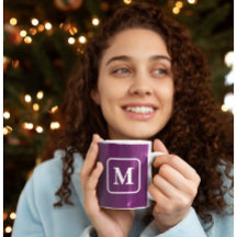 Taza de café con monograma - Morado de moda