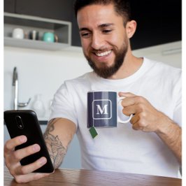 Taza de café con monograma - Ómbre azul púrpura