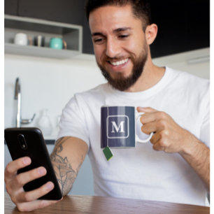 Taza de café con monograma - Ómbre azul púrpura