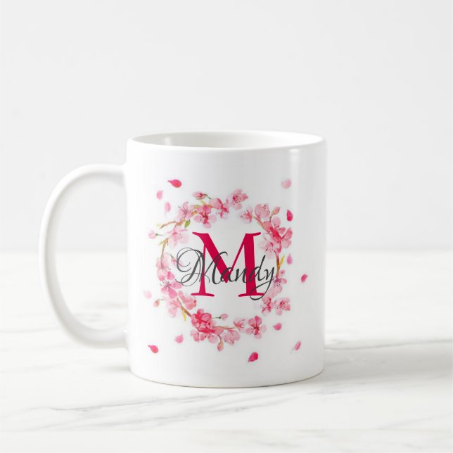 Taza de café con monograma personalizado elegante (Izquierda)