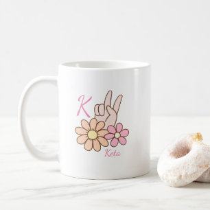 Taza de café con monograma personalizado signo de