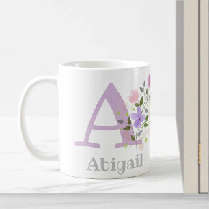 Taza de café con monograma y nombre cristiano Abig