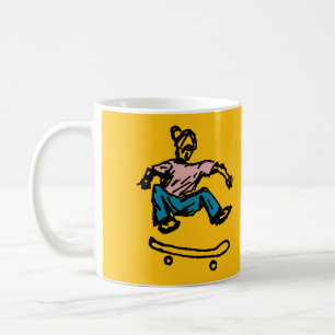 taza de café con monopatín