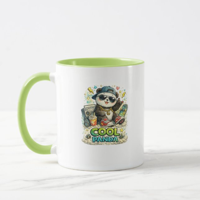 Taza de café con monopatín de panda genial (Izquierda)