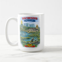 Taza de café con monumentos de Rochester MN Minnes