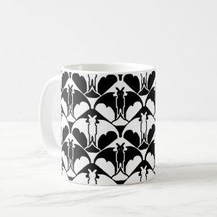 Taza de café con murciélago en blanco y negro