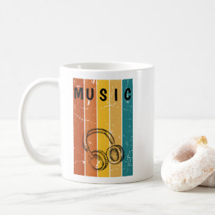 Taza de café con música limpia retro linda