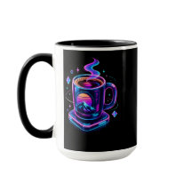 Taza de café con neón Cyberpunk