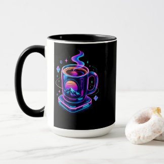 Taza de café con neón Cyberpunk