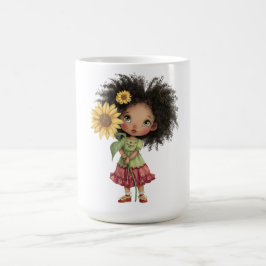 Taza de café con niña sosteniendo girasol (#2)
